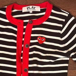 Comme Des Garçons: Play, Embroidered Heart Cardigan Sweater (small)